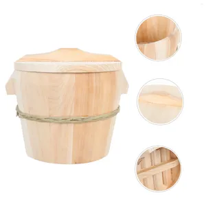Dubbele ketels gestoomde rijstvat Natuurlijke houten stoomboot Dumpling Cooker Kitchen Gadget Huishouden Stooming