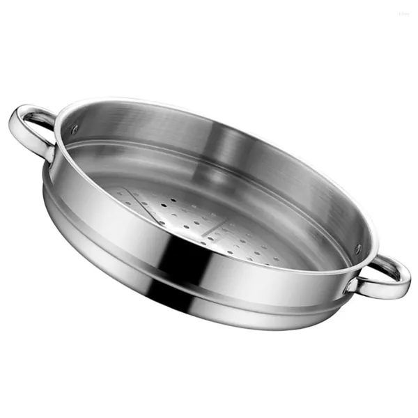 Double chaudières à vapeur pott wok et grille de vapeur (32 cm de fond rond (avec oreilles)) Panier de cuisine en métal à légumes Panier de cuisine Cuissier de riz