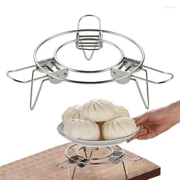 Soporte de rejilla para vaporización de calderas dobles, diseño plegable, rejilla de vapor, jaula Circular, utensilios domésticos de cocina para freidora de aire y pastel