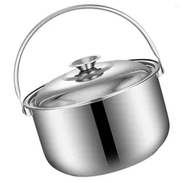 Double chaudières thé bouilloire en acier inoxydable mélange bol bols de stock en métal soupe cuites à vapeur bouillons induction à grande poignée cuit à la poêle ramen