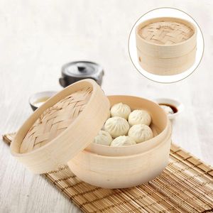 Double chaudière à vapeur pour légumes, en acier inoxydable, avec couvercle, panier en bois, Dim Sum, boulettes de légumes