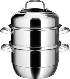 Double chaudières Vvention grand vapeur pour cuire à 3 pots à 3 pots de 2/5 pouces en acier inoxydable