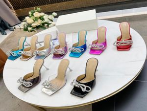 Double boog kristal sandalen ontwerper luxe dames zomer hoge hak open teen lederen sandal7855273
