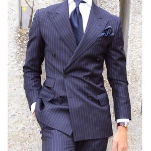 Blazers de doble botonadura, chaqueta a rayas para hombre, esmoquin de boda, corte entallado, novio de negocios Formal, solo 1 chaqueta sin pantalones 186m