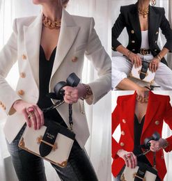 Blazers met dubbele borsten ps maat dames jassen slanke fit lange mouw elegante vrouwelijke pak jas office ladies6480031