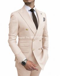 Doble botonadura Busin hombres traje Burdy dos piezas Slim Fit traje de alta calidad para el banquete de boda trajes masculinos traje Homme i3fd #