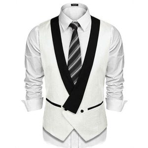 Chaleco de boda de doble botonadura para hombre, chalecos con cuello cruzado para hombre, traje masculino sin mangas, trajes de herramientas sociales, Blazer, ropa