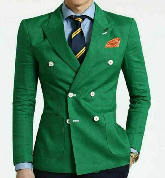Tuxedos de marié à Double boutonnage, costumes d'affaires verts pour hommes, ensembles de pantalons et manteau de fête de bal (veste + pantalon + cravate) K53