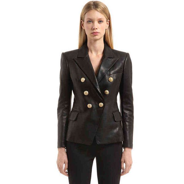 Vestes en cuir PU à double boutonnage Femme Angleterre style Veste en cuir PU Punk Rock Vestes courtes manteau en faux cuir F917 L220728