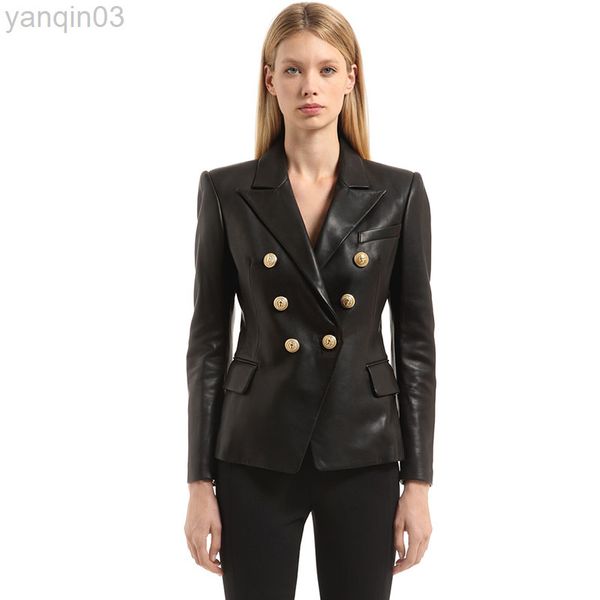 Vestes en cuir PU à double boutonnage femme Angleterre style veste en cuir PU Punk Rock vestes courtes manteau en faux cuir L220801