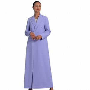 Double boutonnage violet Blazer Peak revers LG veste tenues amples bureau dame de haute qualité jolie 1 pièce Abaya Dubaï luxe R4km #