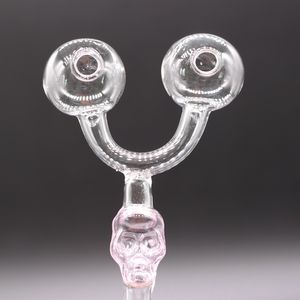 Double boule crâne brûleur fumer tuyaux 6 pouces multicolore Pyrex huile conduites d'eau Bong Dab Rigs tabac tuyau d'herbe