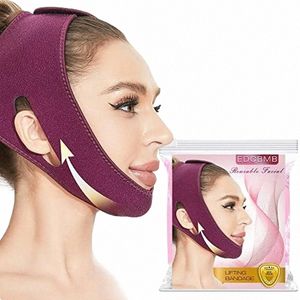 Reductor de papada, correa para adelgazar la cara, máscara de elevación de línea V, eliminador, removedor, cinta, cinturón facial en forma de V para mujeres y hombres 57jB #