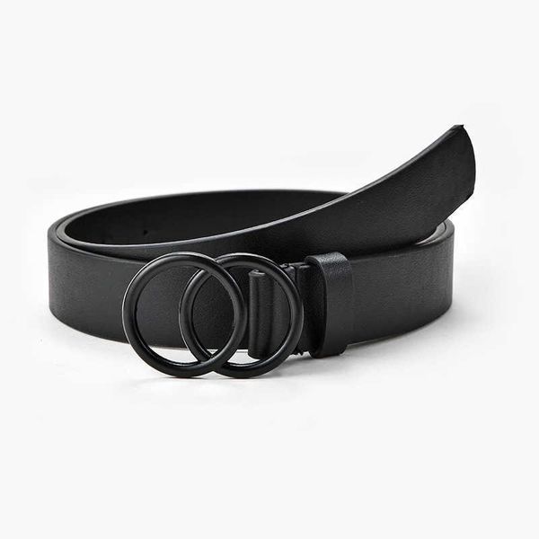 Ceinture en cuir Double cercle noir pour femmes, vente comme des gâteaux chauds, décoration à la mode, Jeans, accessoires pour femmes, G1026