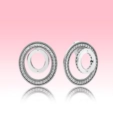 Ensemble de boucles d'oreilles de mariage en double circles 925 bijoux en argent avec boîte de logo originale pour boucles d'oreilles de goujon en cercle pour femmes filles3697744
