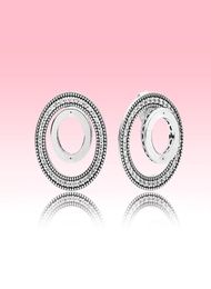 Ensemble d'oreilles de mariage en double circles 925 bijoux en argent avec boîte de logo originale pour boucles d'oreilles en cercle pour femmes filles 6057622