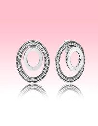 Ensemble de boucles d'oreilles de mariage doubles cercles, bijoux en argent 925 avec boîte de logo originale pour boucles d'oreilles circulaires pour femmes et filles 3822362