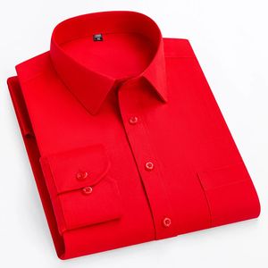 Dubbele kleur Volledige overhemden voor mannen plus size slim fit formeel effen overhemd over size kantoorkleding effen zakelijke tops met lange mouwen 240327