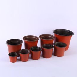 Double Couleur Pots De Fleurs En Plastique Rouge Noir Pépinière Bassin De Transplantation Incassable Pot De Fleurs Maison Jardinières Fournitures De Jardin SN5186