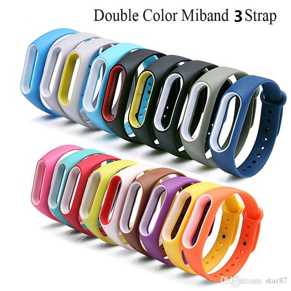 Double Couleur Mi Band 3 Accessoires Miband 3 Strap Bracelet en silicone de remplacement pour Xiaomi Mi 3 Smart Bracelet