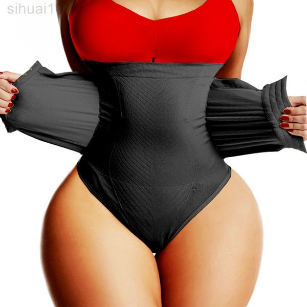 Culotte Double Contrôle Shapewear Taille Cincher Femmes Butt Lifter Gaines Compression Sous-Vêtements Sangle Body Shapers Culotte Sans Couture L220802