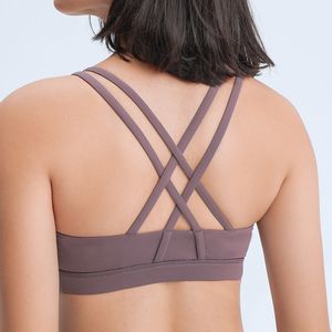 Double sangle croisée rassemblé soutien-gorge de sport couleur unie entraînement Fitness Yoga soutien-gorge sous-vêtements course entraînement vêtements de sport femmes