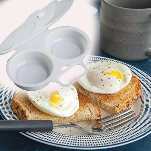 Double tasse ronde forme oeuf vapeur vidange oeuf chaudière four à micro-ondes cuiseur oeuf chaudière oeufs frits outil cuisine cuisine gadget