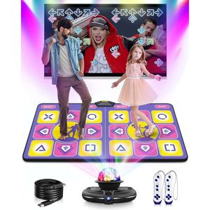 Double Dance Mat - Interactive Electronic Dance Mat voor tv met camera, anti -slip fitness pad voor kinderen volwassenen, leuke dansmat speelgoedcadeau voor meisjes jongens (paars)