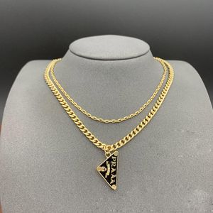 Dubbeldeks Heren Desinger Goud Strass Hangertjeskettingen Omgekeerde driehoek Kettingen met letters Punk Hip Hop Gesplitst Vintage kettingen Mode-sieraden Voor Feest