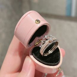 Dubbele diamant kroon vingerring sets 925 sterling zilveren verloving trouwringen voor vrouwen mannen verjaardagsfeestje sieraden