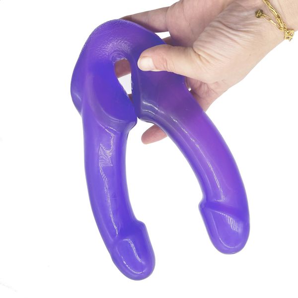 Double gode flexible et souple, jouets point G, plug anal, jouets sexuels pour femmes gays, vagin lesbien, pénis artificiel à double extrémité 240130