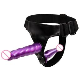 Dubbele dildo harnas strapons penis vaginale massage volwassen spel riem op s sexy bondage riem lesbisch speelgoed voor vrouw