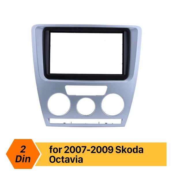 Embellecedor de marco de Fascia estéreo de coche de doble Din para Skoda Octavia 2007 2008 2009, kit de instalación de placa de Panel rodeado