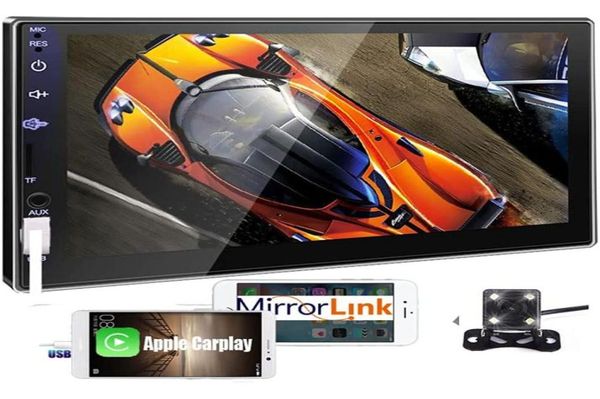 Autoradio stéréo double DIN Apple Carplay Android Auto et caméra de recul Bluetooth Écran tactile 7 pouces Lecteur audio MP5 FM USB SD AUX Mirror Link5769535