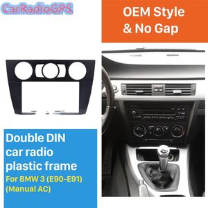 Fascia d'installation de lecteur CD Radio Double Din pour BMW 3 E90 E91 avec Kit d'installation de garniture de voiture AC manuelle