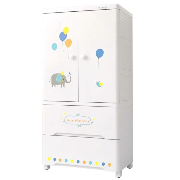 Armoire de tiroir à double porte armoire pour enfants en plastique en plastique épaissis de rangement coffre à coulisses coulissants réglables armoire