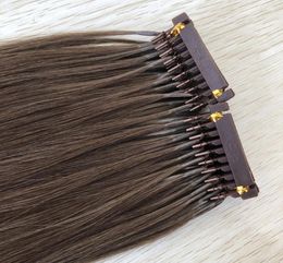 Extension de cheveux 6d double dessiné 05gstrands 100strandslot brun clair 6 couleurs approvisionnement d'usine 1115899