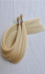 Dupla desenhada loira cor 613 fã ponta extensões de cabelo remy cabelo onda reta 1g por peça 200g por lote DHL1261193