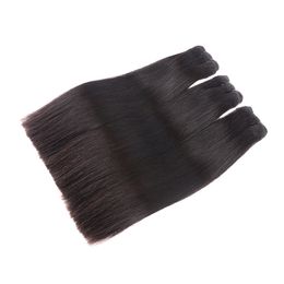 Extensions de cheveux vierges brésiliens péruviens indiens doubles dessinés 10-26 pouces doubles trames couleur naturelle soyeuse droite 3 paquets