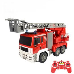 Dubbele Eagle Afstandsbediening Waternevel Brandweerwagen Ladder Simulatie Grote Lift Truck Brandweerwagen Jongen Speelgoed Voor Kinderen