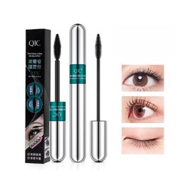 Dubbel Effect 4D Mascara 2 Opzetborstels Waterdicht Lange Krul Natuurlijke Dikke Wimper 2in1 Eye Zwarte Mascara Waterdicht