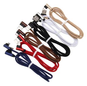 Dubbel elleboogtype C V8 Micro USB -kabels 90 graden snel opladen USB -kabel voor Samsung Galaxy Xiaomi Android -telefoon