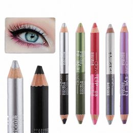 Double-end double couleur Eyeliner Pen Glitter Lg durable imperméable à l'eau Sweatproof fard à paupières surligneur yeux crayon outil de maquillage t7eO #