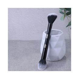 Pincel de maquillaje para contorno de cara de doble punta, sombra ligera, polvo sintético suave, resaltador, rubor, herramienta cosmética para esculpir