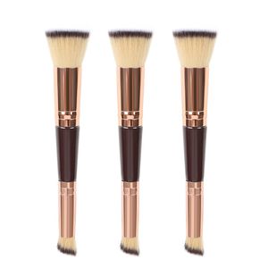 Dubbele end foundation borstel dubbele purpose make-up borstel kort haar foundation borstel schuine concealer borstel schoonheid gereedschap gereedschap