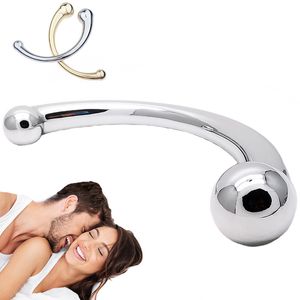 Double extrémité en acier inoxydable G Spot Wand Bâton de massage Pénis en métal pur P-Spot Stimulateur Anal Plug Gode Sex Toy Pour Femmes Hommes 220412