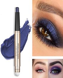 Stick à fard à paupières double avec des yeux crémeux smudger crayon ombre et brosse à mélange miroitement bleu rouge maquillage 8550999