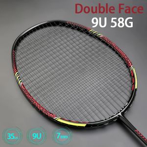 Raquettes de badminton ultralégères Double Face Max Tention 35LBS 9U 58g cordées 100% fibre de carbone raquette offensive sport de vitesse 240122