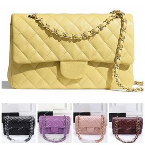 Bolsos de doble solapa Bolsos Diseñador Piel de cordero Caviar Dama Hombro Plata Cadena de oro Bolso Monedero Cuero Moda Pochette Mujeres Lujo Bolsos clásicos