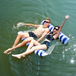 Double Float Water hangmatrecer Comfortabele opvouwbare inflat luchtmatras PVC Zomerzwembad Matten slaapbed stoel 240425